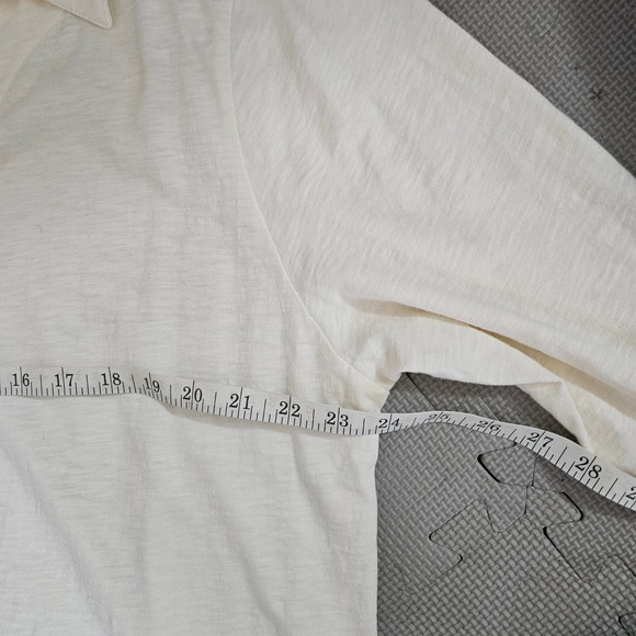 Soft Surroundings Petites Danielle Button Top Womens Sz 2X‎ Cream Sharkbite Hem - Picture 9 of 11